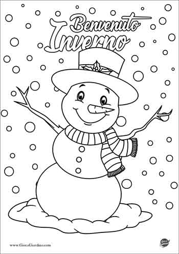 Disegno di un Pupazzo di neve da colorare per bambini