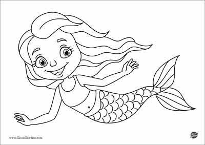 disegno da colorare della Sirenetta che nuota