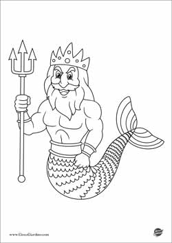 Disegno da colorare di Tritone, il Re del mare e padre della Sirenetta