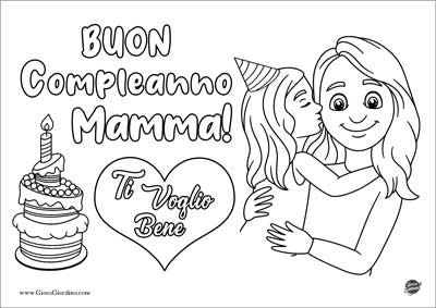 Buon compleanno mamma - disegno da colorare da parte della figlia