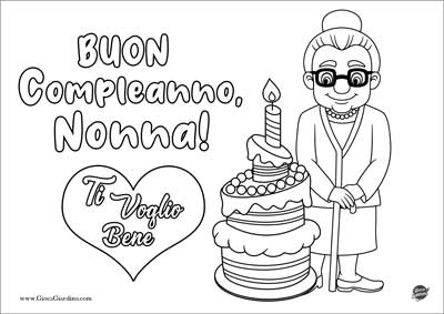 Buon compleanno nonna - Disegno da colorare