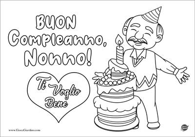 Buon compleanno nonno - Disegno da Colorare