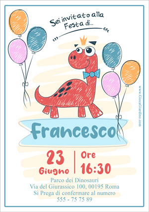 Sketchy Dinosaur - invito festa compleanno tema dinosauri da compilare e stampare gratis