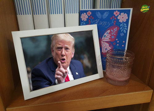Scherzo da fare in casa - foto di Donald Trump in una cornice