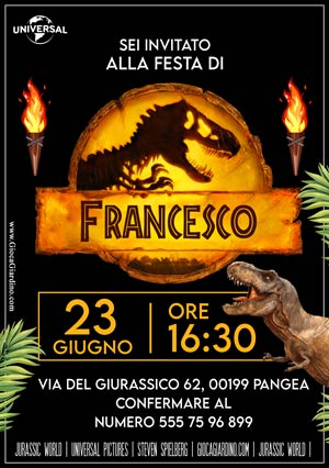 Jurassic Wolrd - invito festa compleanno tema dinosauri da compilare e stampare gratis