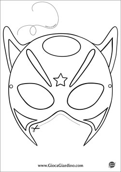 Maschera di carnevale da  Cat-Woman da stampare, colorare e ritagliare