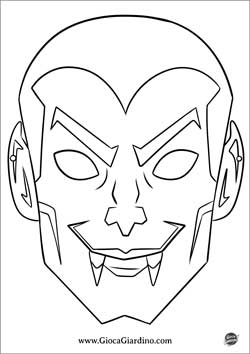 Maschera di carnevale Dracula da stampare, colorare e ritagliare