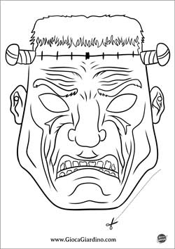 Maschera di carnevale Frankenstein  da stampare, colorare e ritagliare