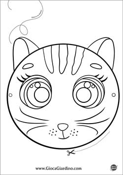 Maschera di carnevale da gatto da stampare, colorare e ritagliare