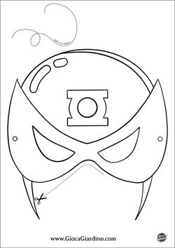 Maschera di carnevale da Lanterna Verde  da stampare, colorare e ritagliare