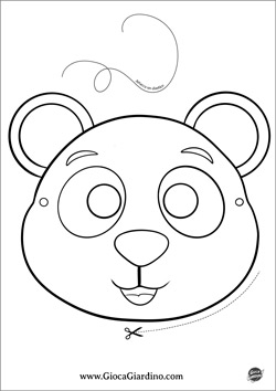 Maschera di carnevale da panda da stampare, colorare e ritagliare