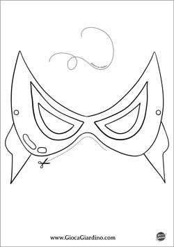 Maschera di carnevale da Robin da stampare, colorare e ritagliare