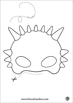 Maschera di carnevale da Triceratopo da stampare, colorare e ritagliare