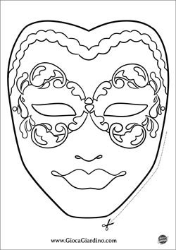 Maschera di carnevale veneziana  da stampare, colorare e ritagliare