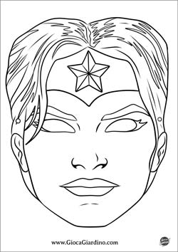 Maschera di carnevale da Wonder-Woman  da stampare, colorare e ritagliare