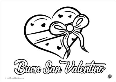 disegno di un cuore da colorare e la scritta Buon San Valentino