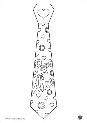 Cravatta da colorare per la festa del papà con la scritta "Papà ti amo"