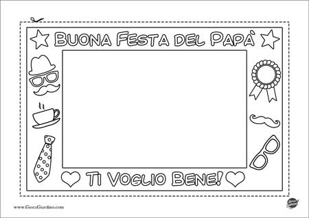 Cornice festa del papà da colorare per bambini dell'infanzia