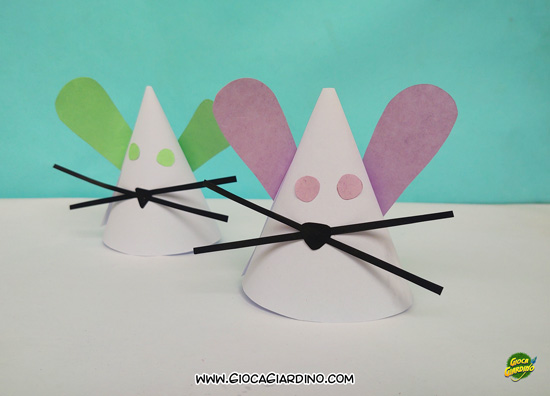 cappellini per feste in carta a forma di coniglio - lavoretto per bambini di pasqua