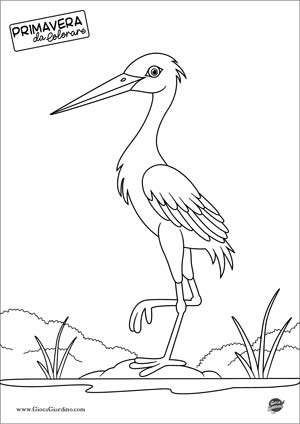 disegno da colorare di una cicogna - animale primaverile