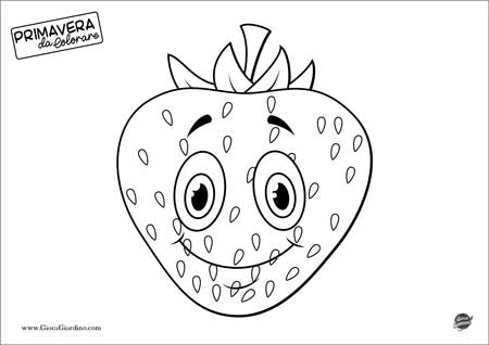 disegno da colorare di una fragola - frutto primaverile