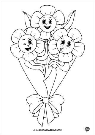 Disegno di un mazzo di fiori da colorare per bambini piccoli
