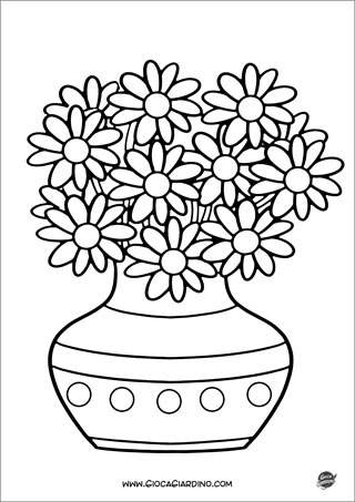 Disegno di un Vaso con margherite da colorare