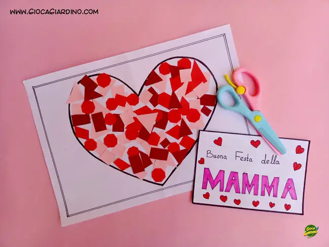 Cuore e collage di carta - lavoretto per la festa della mamma per bambini