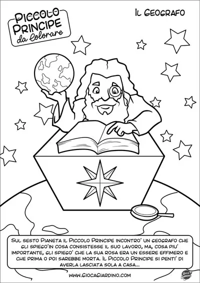 Disegno da colorare del geografo - Personaggio Piccolo Principe