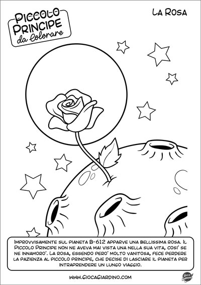 Disegno da colorare della rosa del piccolo principe sul pianeta B-612