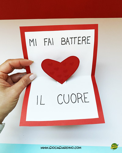 biglietto pop up per  san valentino fai da te per bambini 