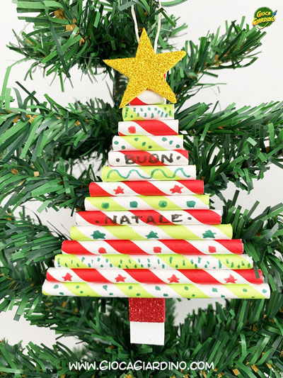 alberello con carta regalo - decorazione in carta fai da te per albero di Natale