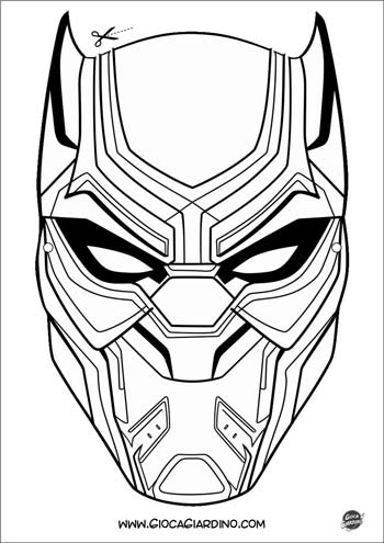 Maschera  Pantera Nera - Black Panther- da Colorare - Avengers