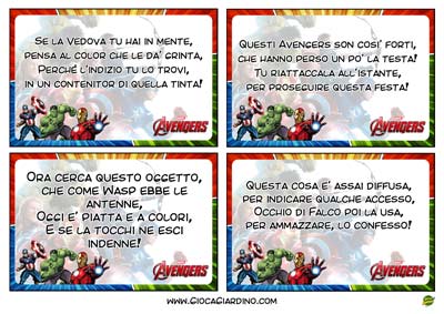 indovinelli caccia al tesoro Avengers 2