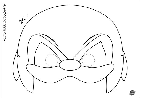 Maschera di Knuckles the Echidna da stampare e colorare - personaggio Sonic