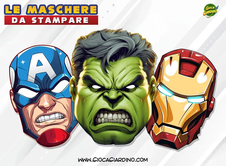 Maschere Avengers da stampare copertina