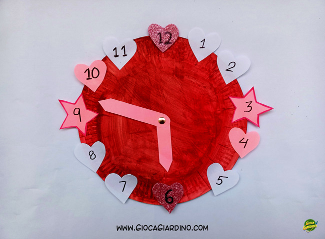 Orologio con piatto - lavoretto per San Valentino bambini scuola infanzia