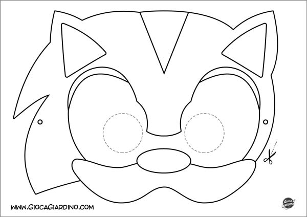 Maschera di Sonic da stampare e colorare - personaggio Sonic