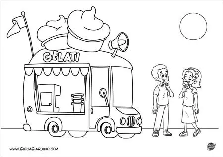 Camioncino gelati - disegno da colorare per bambini