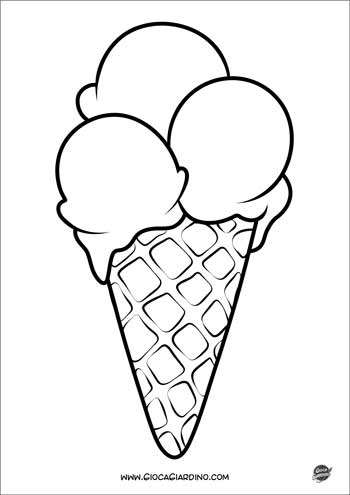 Cono gelato - disegno da colorare per bambini