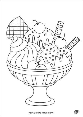 Coppa gelato - disegno da colorare per bambini