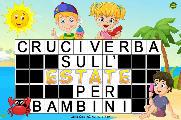 Cruciverba per Bambini sull’Estate  | Stampa PDF Gratis