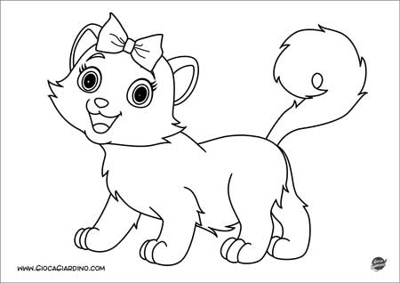Gattina con fiocco -  - disegno da colorare per bambini