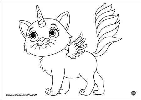 Gatto unicorno - disegno da colorare per bambini