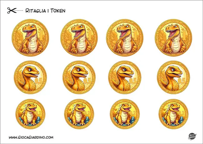 gettony per la token economy da stampare dei dinosauri