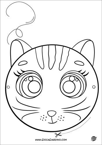 Maschera da gatto da stampare, colorare e ritagliare - disegno da colorare per bambini