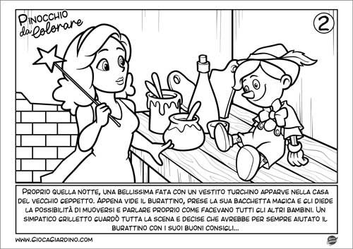La Fatina dona la Vita al Burattino - Pinocchio in sequenze da colorare