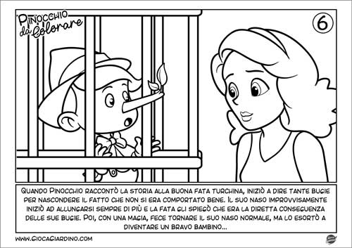 Pinocchio dice le Bugie e la Fatina corre in suo aiuto - Pinocchio in sequenze da colorare
