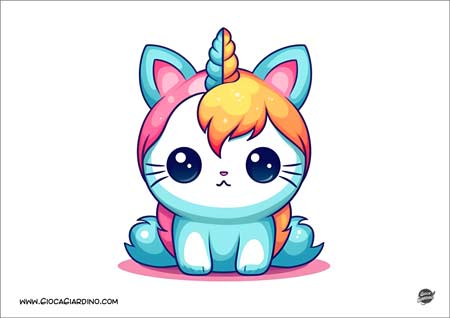 Unicorno kawaii da stampare