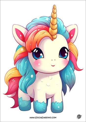 unicorno pony con criniera arcobaleno da stampare